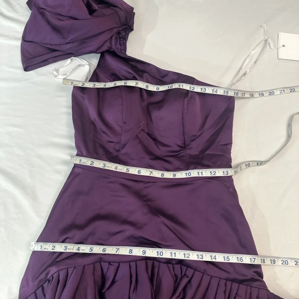 NWD Mac Duggal‎ [  6 ] 20702 High Low Gown with Statement Bow Aubergine S1888 - Picture 3 of 16
